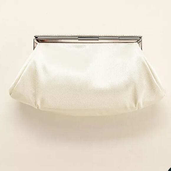 David’s Bridal Soft Pleated Clutch with Crystal Clasp NWT - Picture 2 of 9